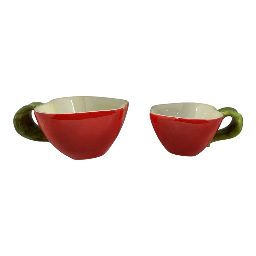 Red Apple Ceramic Measuring Cups Set of 4 Hanging Nesting Kitchen Decor - Picture 2 of 13